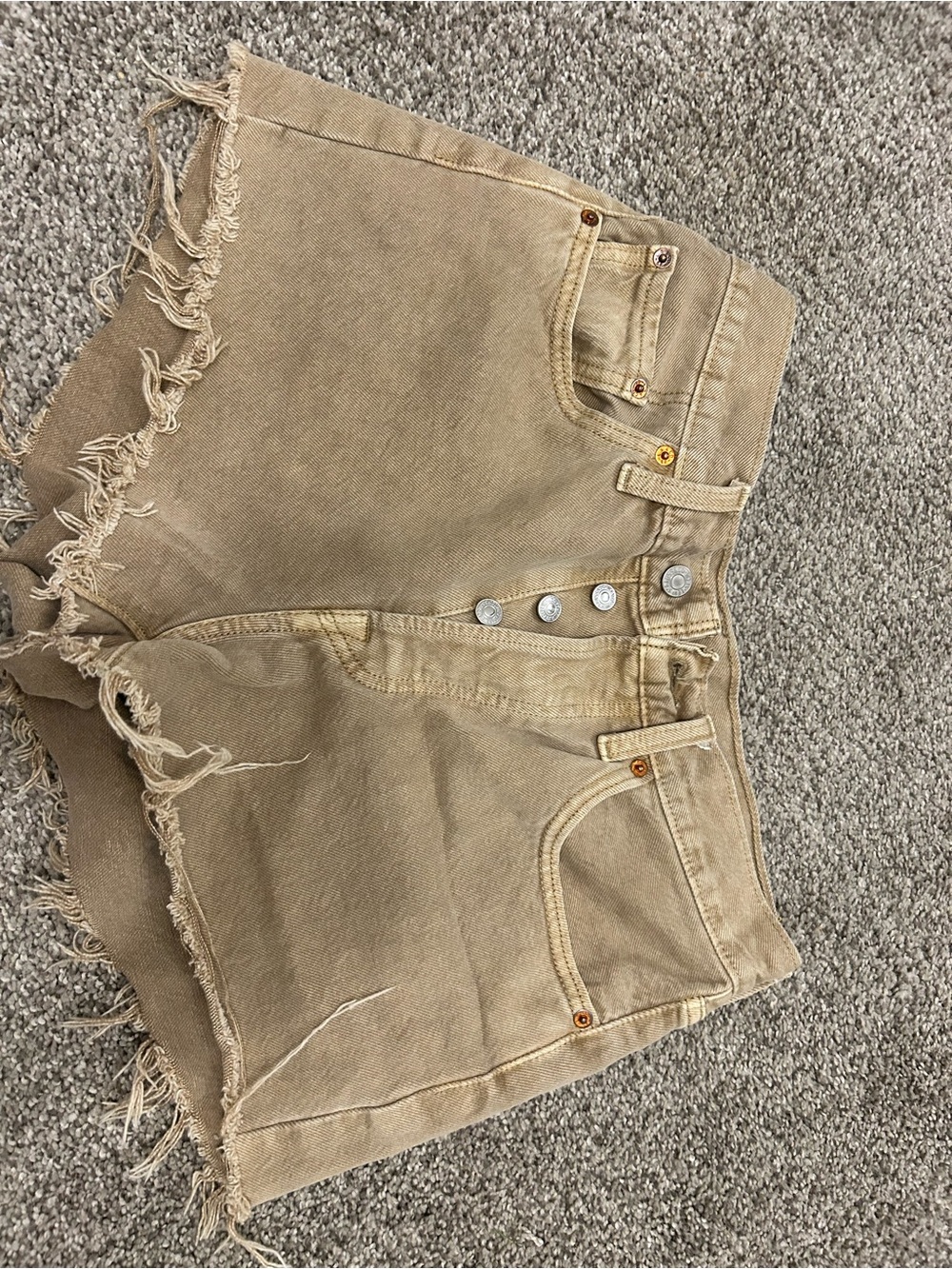 Signature by Levi Strauss Tan Frayed Hem Denim Shorts